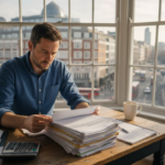 Small business owner handling compliance paperwork