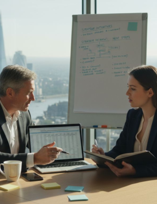 Mentor and mentee meeting in London office