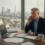 Business owner working in London service office