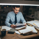 Small UK business owner reading official papers