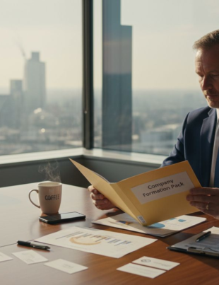 Entrepreneur reviewing UK company registration documents