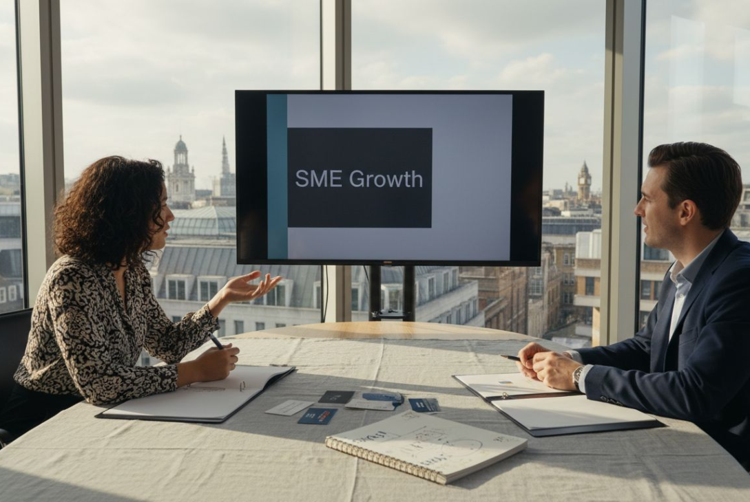 Small business owners networking in conference room