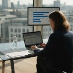 UK small business owner working with data