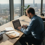 SME owner reviewing analytics at London office