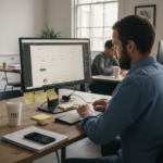 Web designer updating SME website workspace