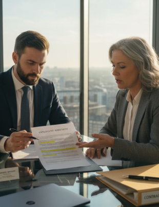 Business owner reviewing employment contract