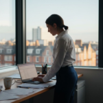 Business owner reviews VAT paperwork in UK office