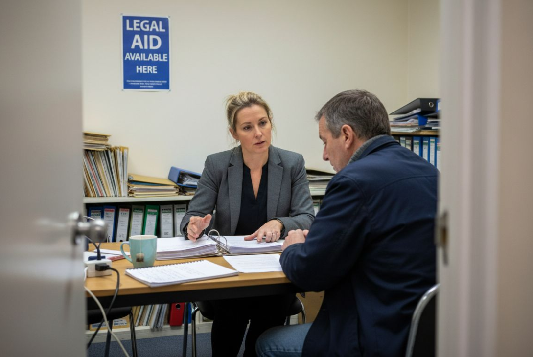Solicitor and client in Legal Aid centre