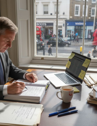 Solicitor reviewing home buying conveyancing documents