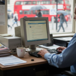 UK small business owner checking marketing emails