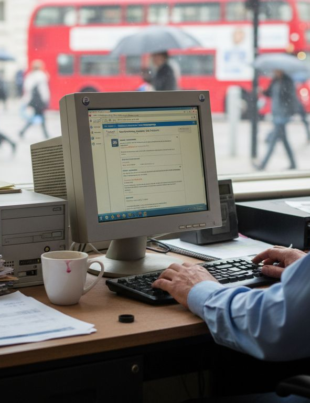 UK small business owner checking marketing emails