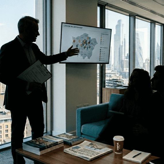 UK property valuer meets clients in office