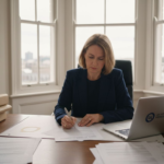 Business owner registering trademark in UK office