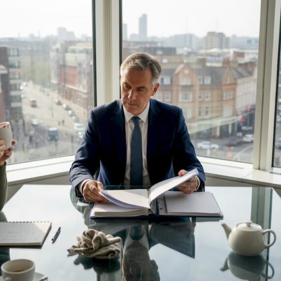 Solicitor and client discuss fees in city office