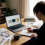 Founder writing branding statement at desk