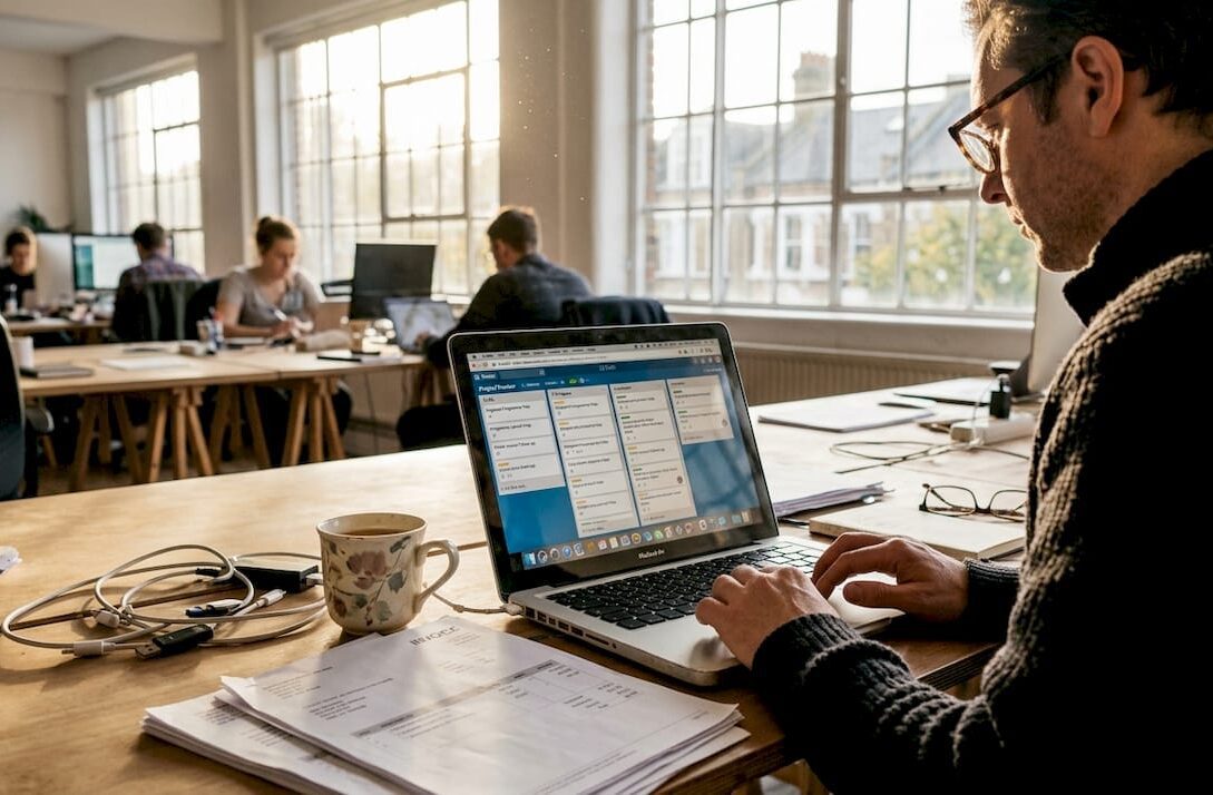 Small business owner at work in UK studio
