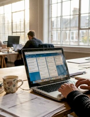 Small business owner at work in UK studio