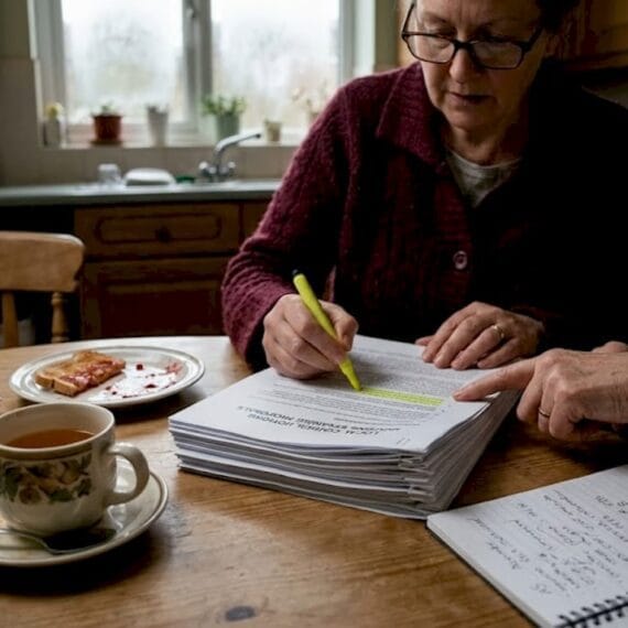 Leaseholders reviewing RTM paperwork in kitchen